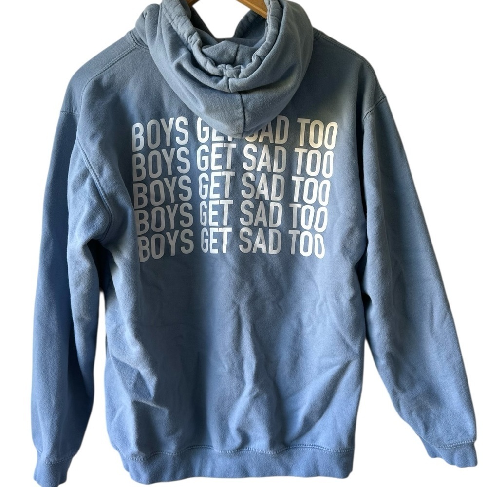 Boys Get Sad Too BLOCK LOGO HOODY DUSTY BLUE - Picture 4 of 7